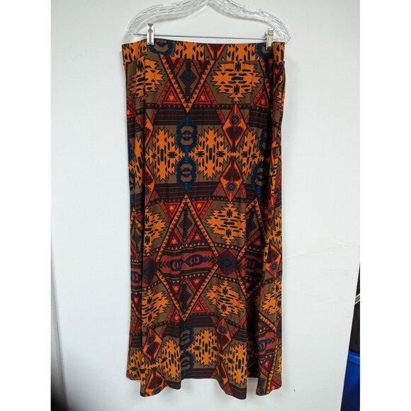 Catos Dresses & Skirts - Catos Size XL Skirt Maxi Orange Brown Red Blue Aztec Design Soft